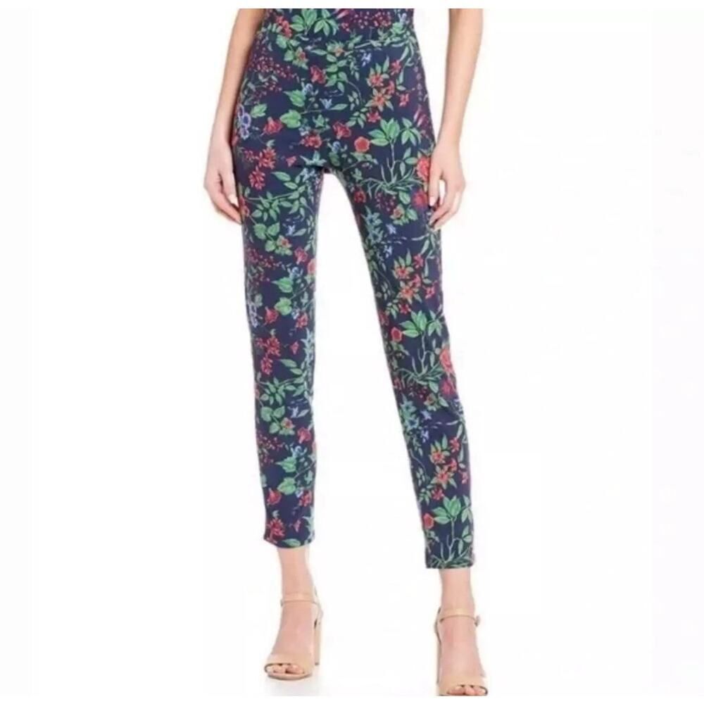 J. McLaughlin Margot Ankle Pants in Amelia Navy Blue Floral Sz 10